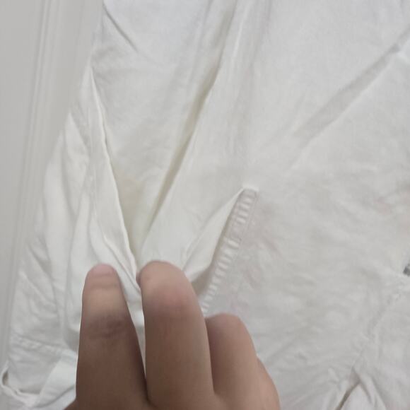 White Linen Cargo Pants Cropped Utility – Size 12 - Picture 11 of 13